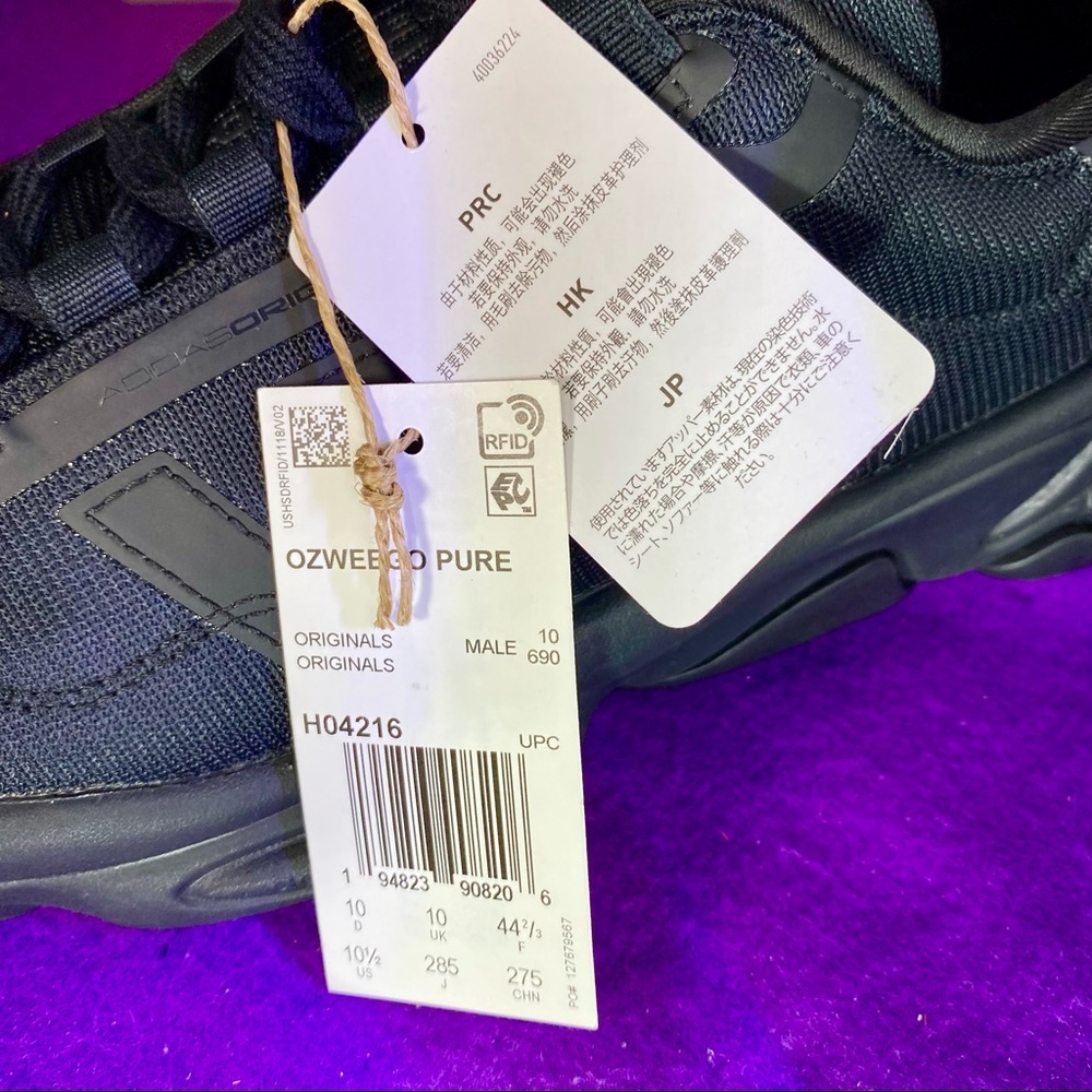 adidas Originals Ozweego Pure Triple Core Black Sz 10.5 H04216 Running Shoes New - Picture 12 of 13
